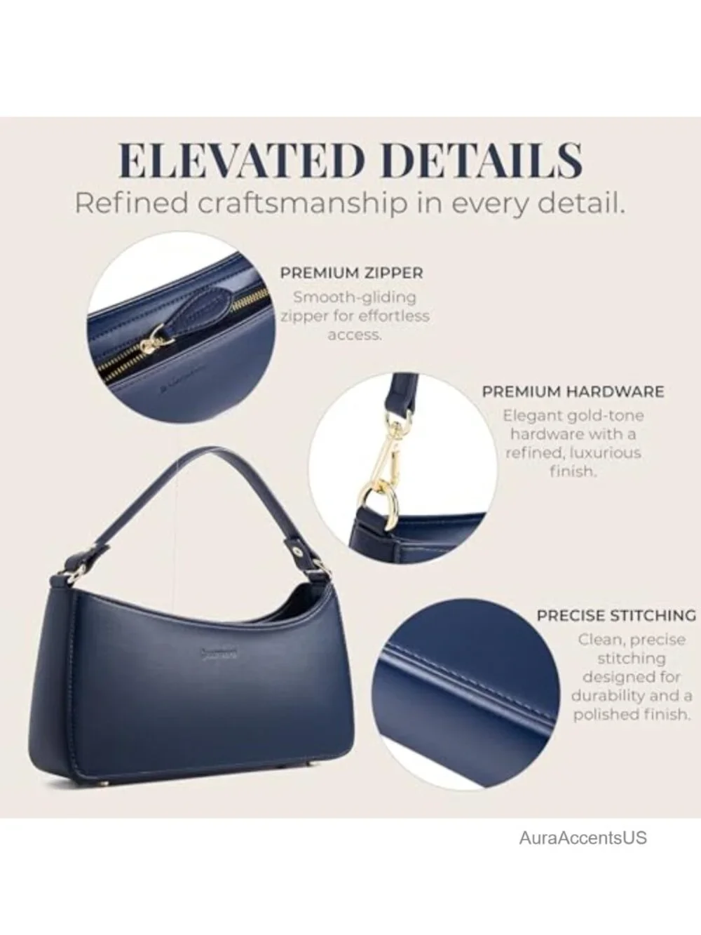 Nappa Vegan Leather Shoulder Bag with Adjustable Crossbody Strap
